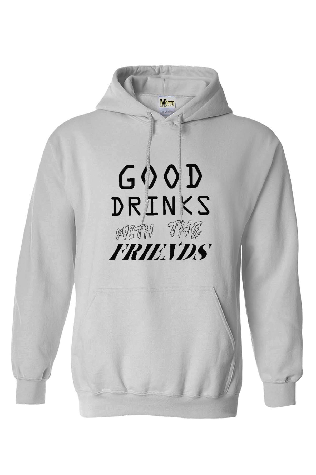 Beyaz Kapüşonlu Good Driks Yazılı Sweatshırt Hoodie Kadın Erkek KApüşonlu Beyaz