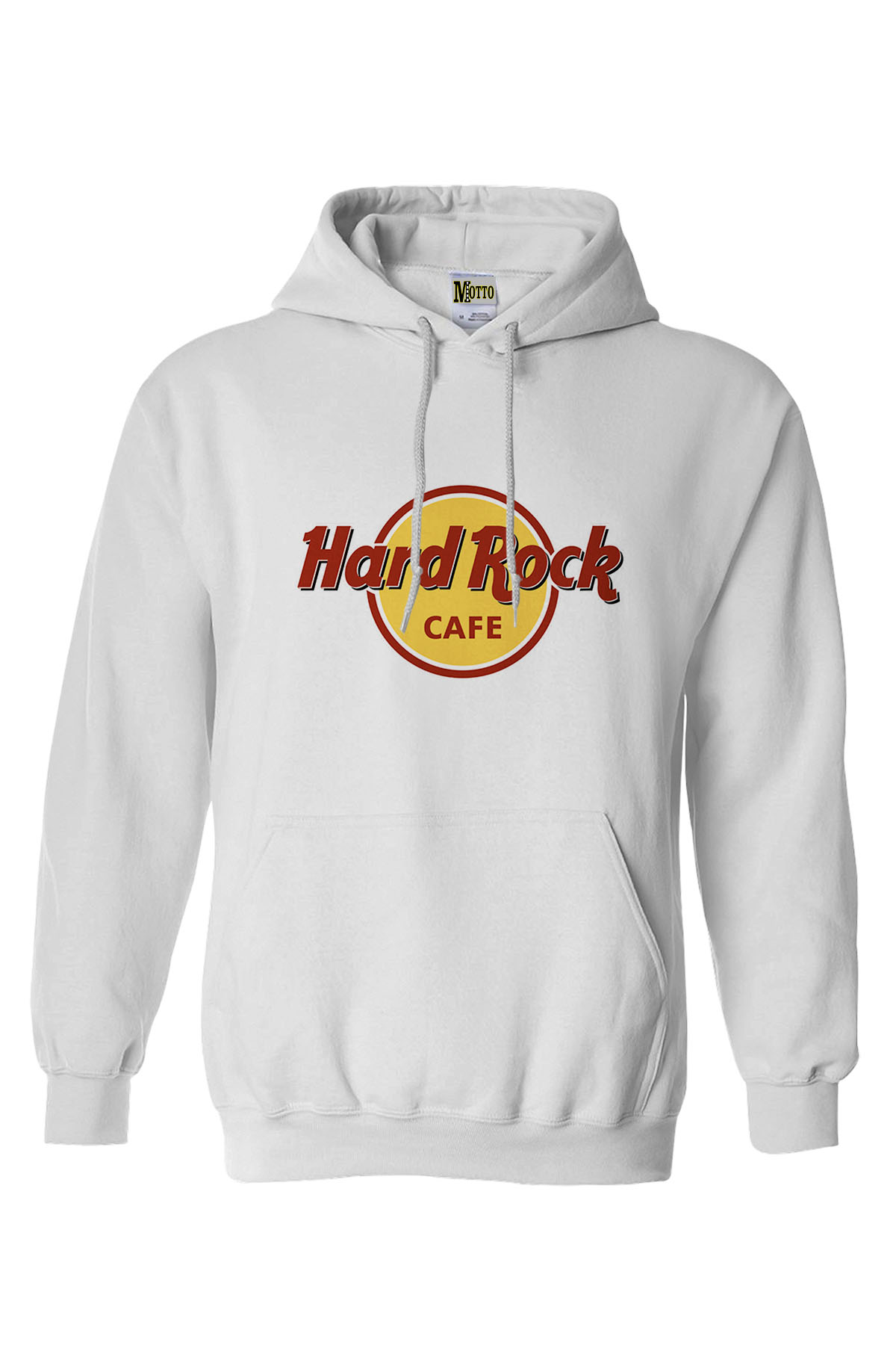 Beyaz Kapüşonlu Hard Rock Cafe Görselli Sweatshırt Hard Roçk Erkek Kadın Kapüşonlu