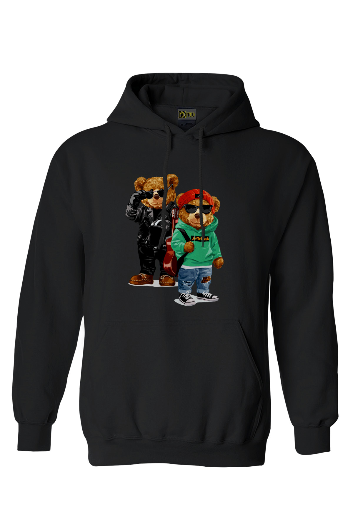 Kanka Ayılar Sweatshirt Erkek Kadın Siyah Kapüşonlu