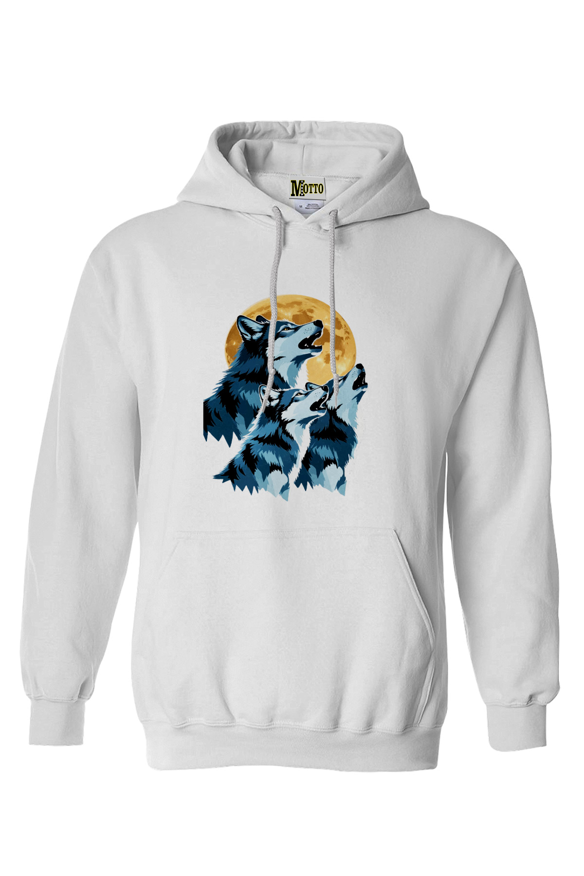 Dolunay ve Kartlar Hoodie Kadın Rekek Beyaz Hoodie, Kapüşonlu