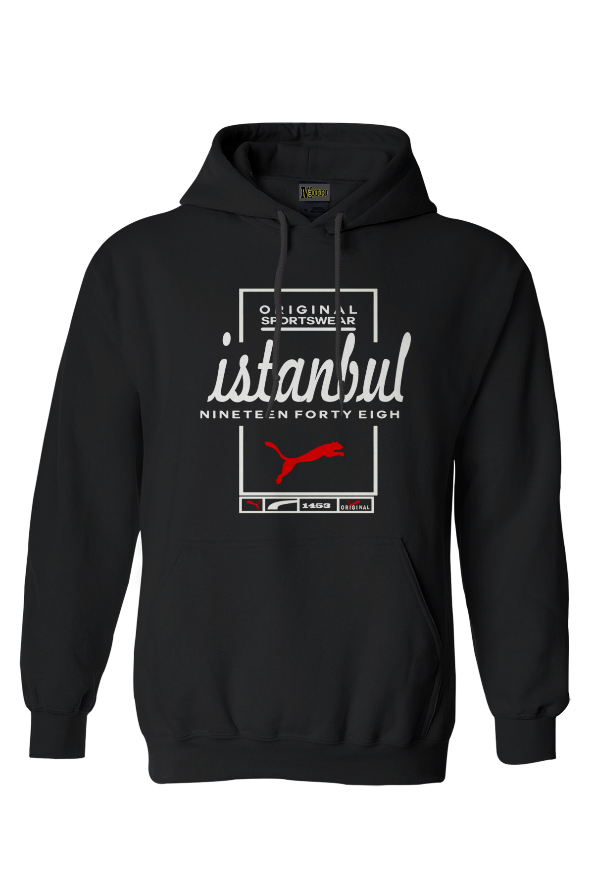 Puma İstanbul Kapüşonlu Bay Bayan Siyah hoodie, Sweatshirt