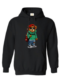 Gitarçı Cool Bear Ayı Kapüşonlu Sweatshirt
