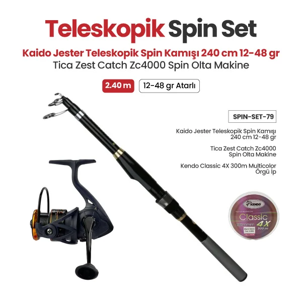 okuma-outrax-combo-spin-kamis-ve-makine-seti-274-cm-10-40-gr-savage-gear-sahte-yemler-kendo-ekipmanlar-super-spin-set-131469 Kaido Jester Teleskopik Spin Kamışı 240 cm 12-48 gr + Tica Zest Catch Zc4000 Spin Olta Makine + Teleskopik Spin Set 79